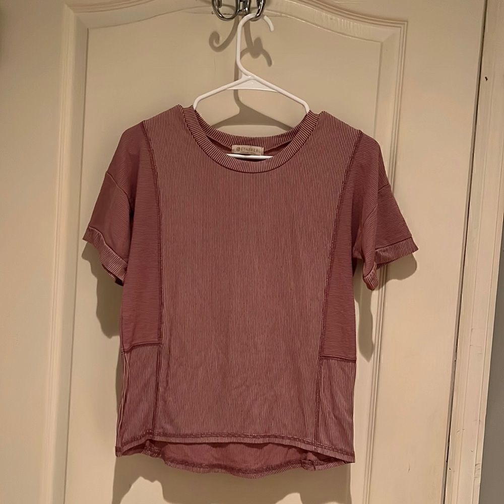 Ethereal short sleeve pin stripe top size XS